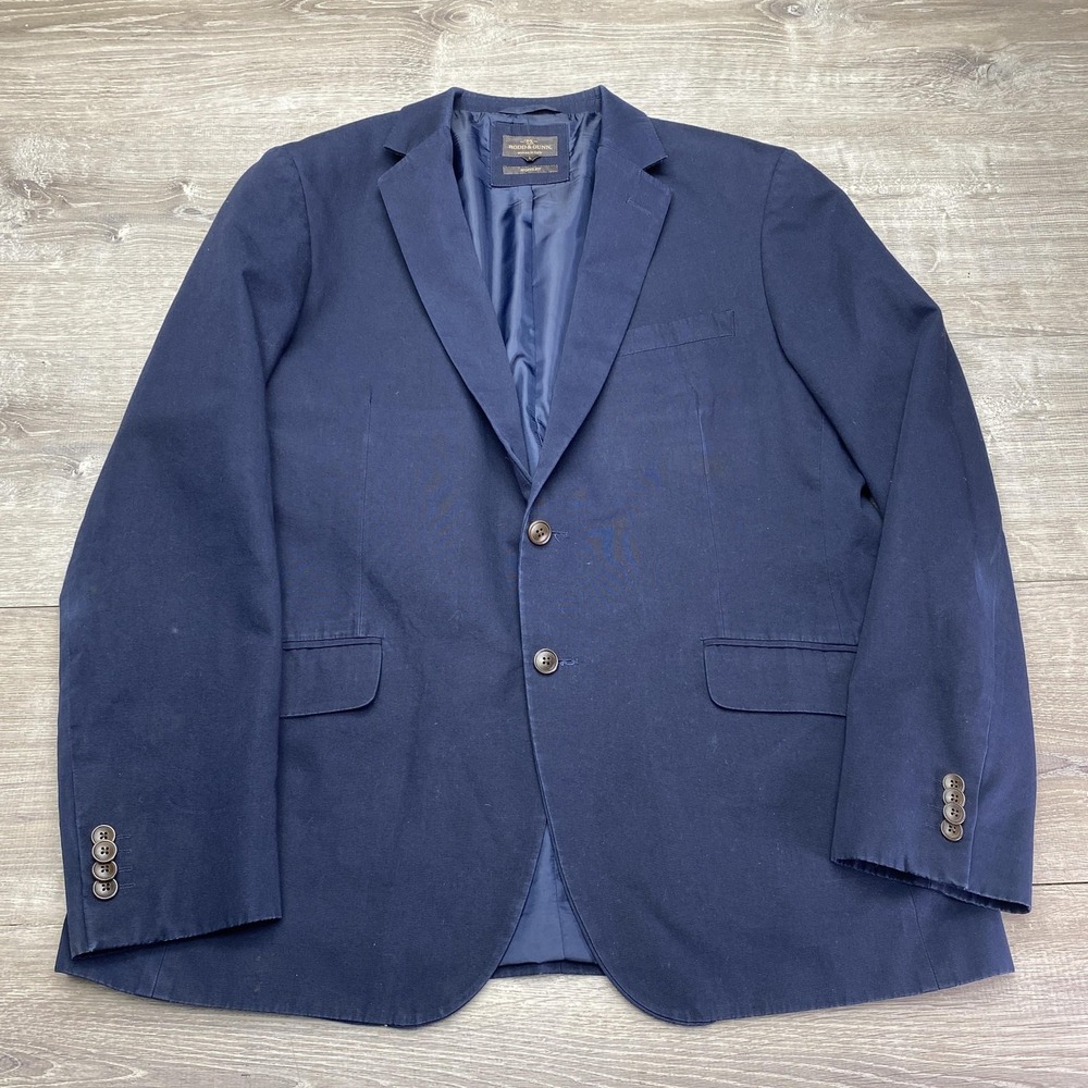 Rodd & Gunn Blazer Mens Large Blue Sports Fit‎ Woven In Italy Sport Coat Jacket